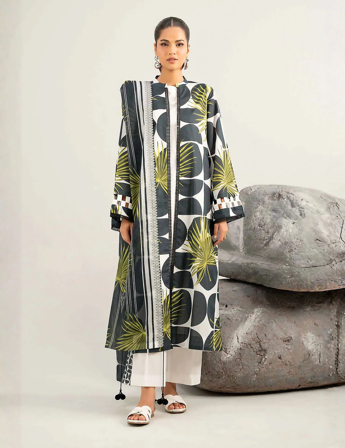 Unstitched printed 3pc vintex peach