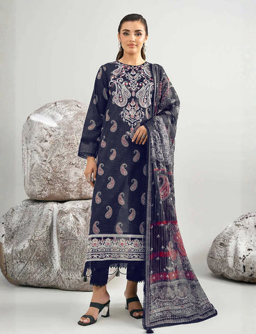Unstitched printed 3pc vintex peach
