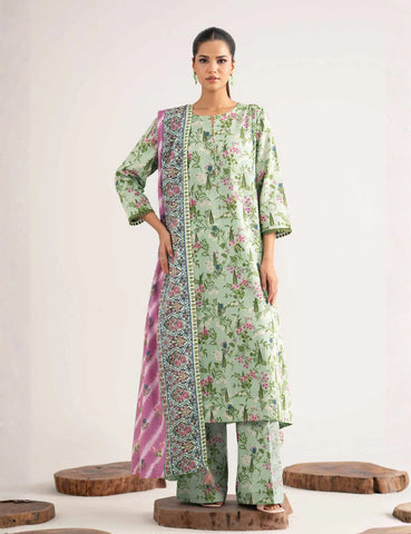 Unstitched printed 3pc khaddar