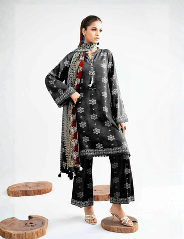 Unstitched printed 3pc khaddar
