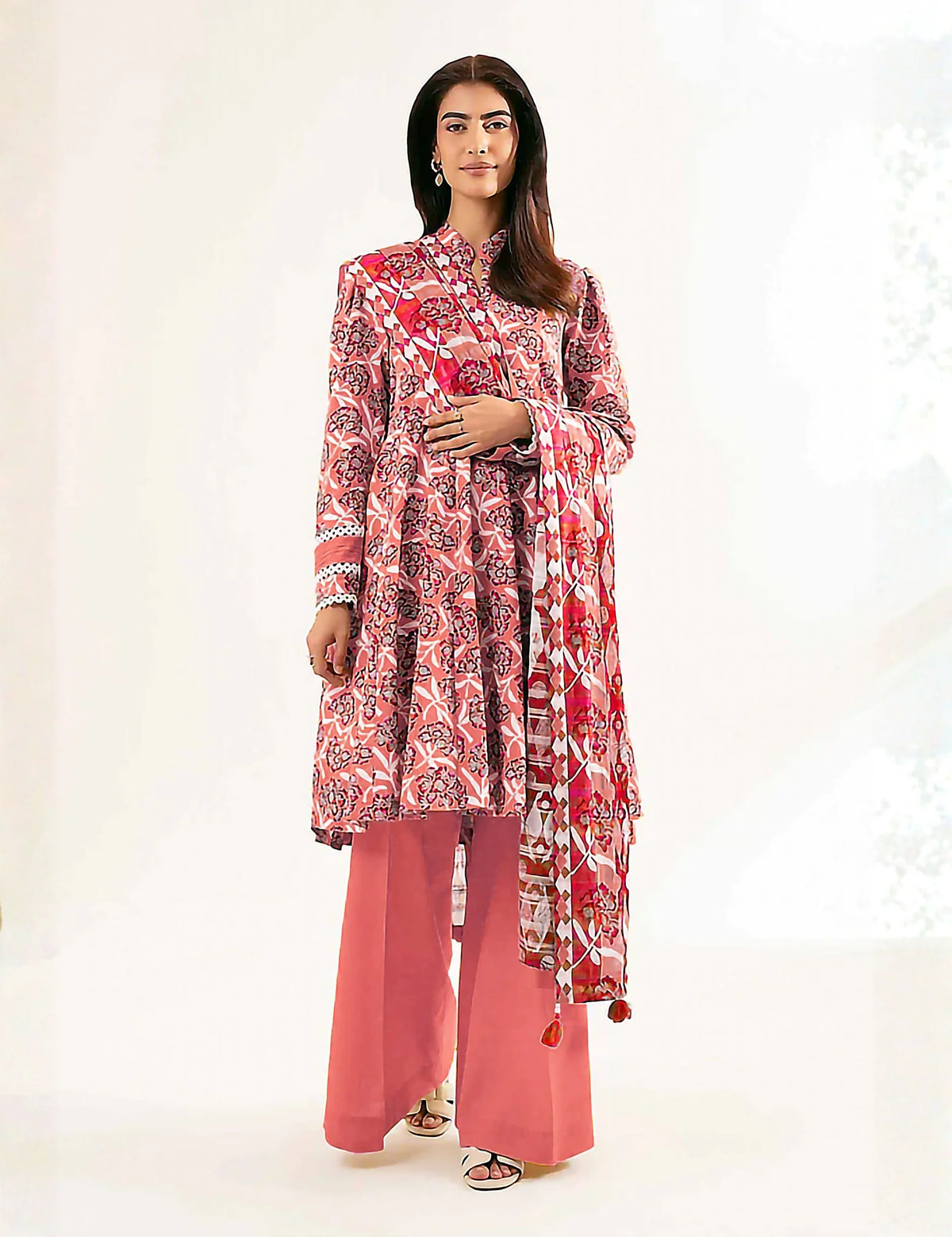 Unstitched printed 3pc Linen