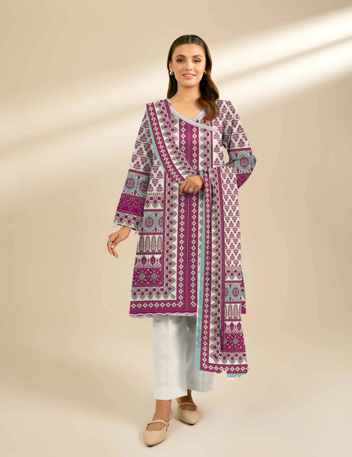 Unstitched printed 3pc Linen