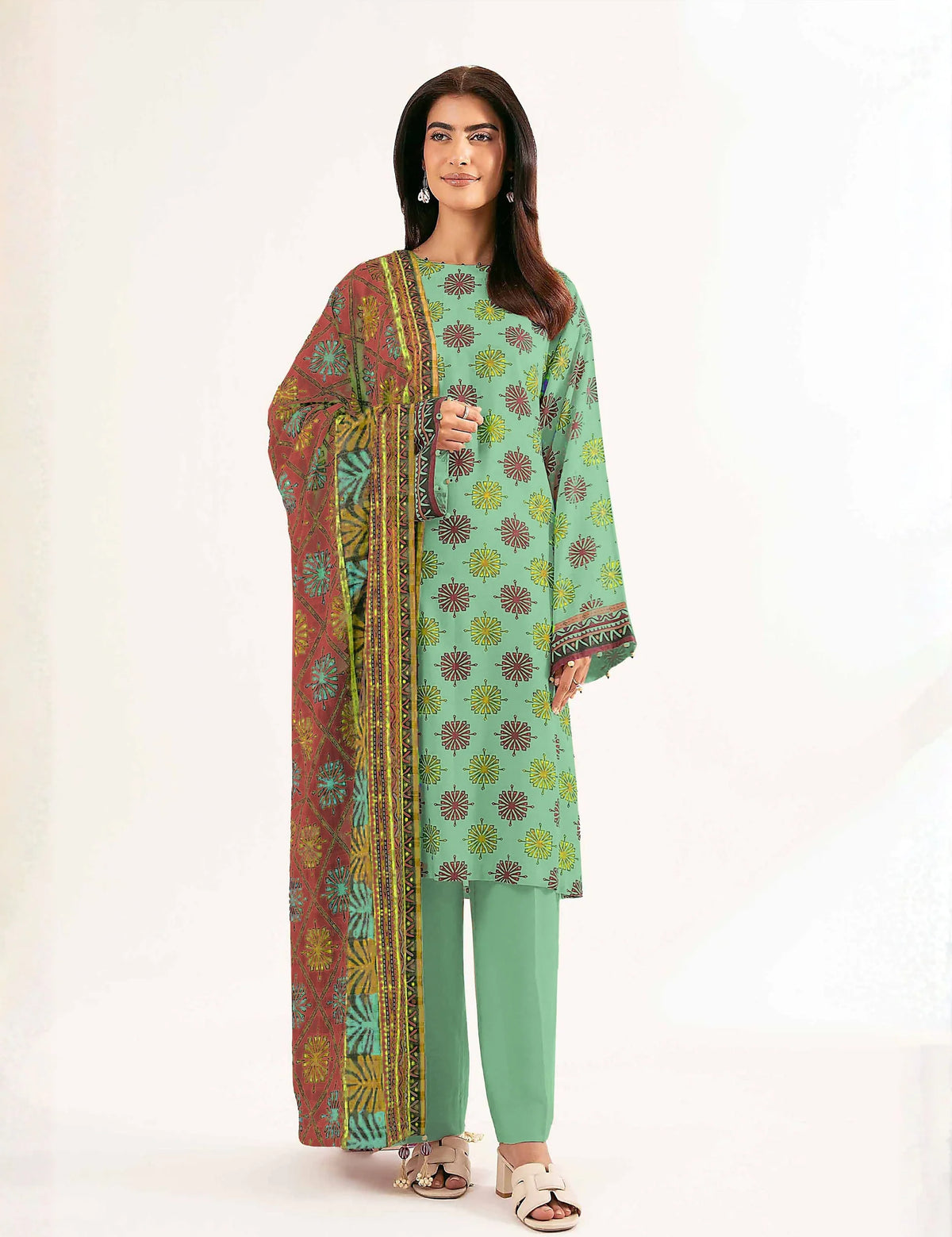 Unstitched printed 3pc Linen
