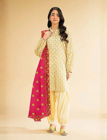 Unstitched printed 3pc Linen