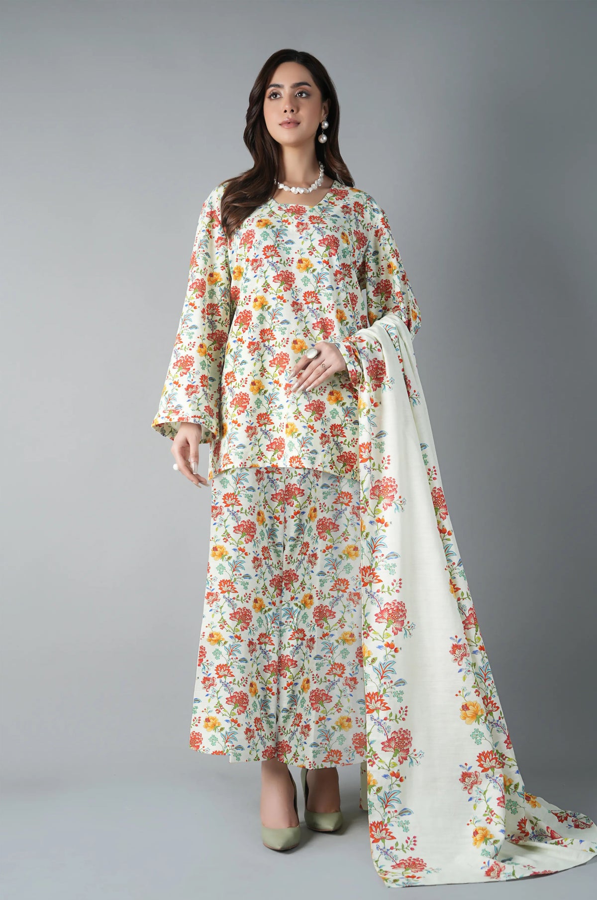 Floral  printed 3pc Linen
