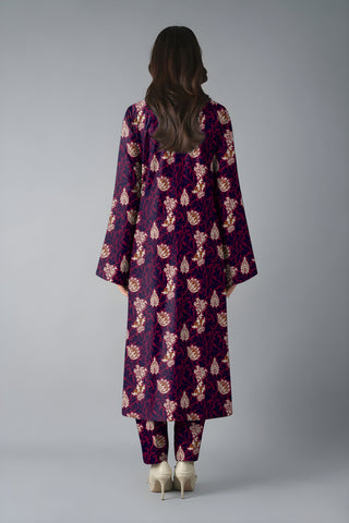 Royal purple printed 3pc Linen