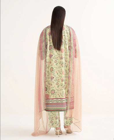 Light Olive printed 3pc Linen