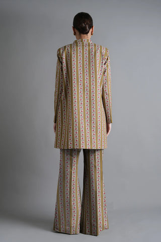 Olive yellow printed 3pc Linen