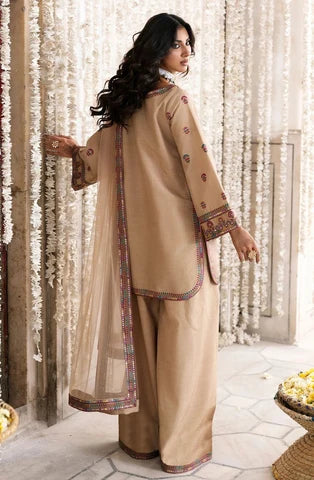 Unstitched Exclusive embroidered viscose z-1950-brown tan