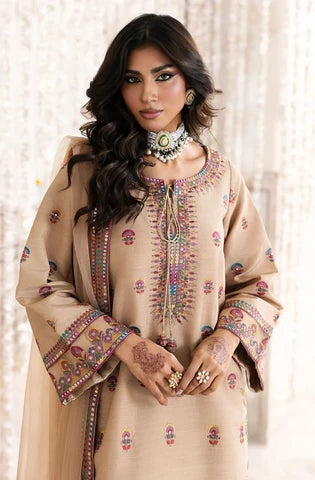 Unstitched Exclusive embroidered viscose z-1950-brown tan